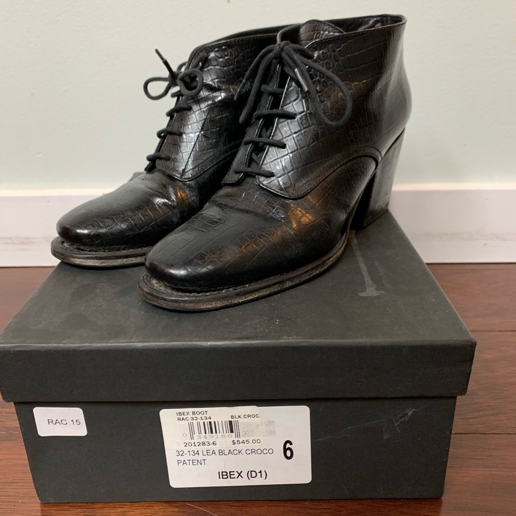 Rachel Comey Lea Crocodile Patent Boots (Sz 6)